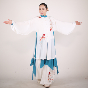 马蕾太极新款刺绣太极拳武术表演服人工手推刺绣敦煌锦鳞