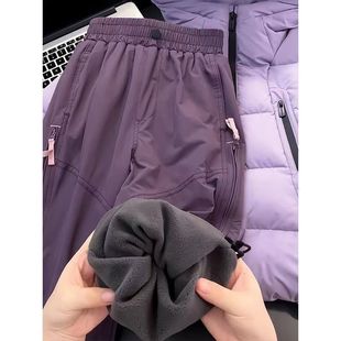 女童加绒裤子秋冬款2025新款儿童户外冲锋裤男童登山裤冬休闲裤潮