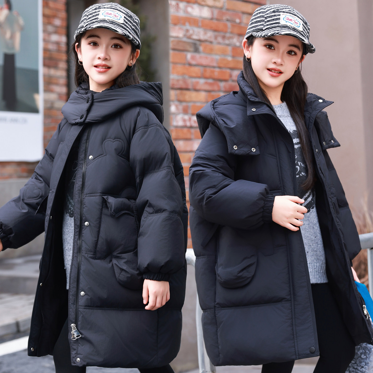 儿童羽绒服女童中长款冬装2025新款冬季加厚白鸭绒女孩子洋气外套