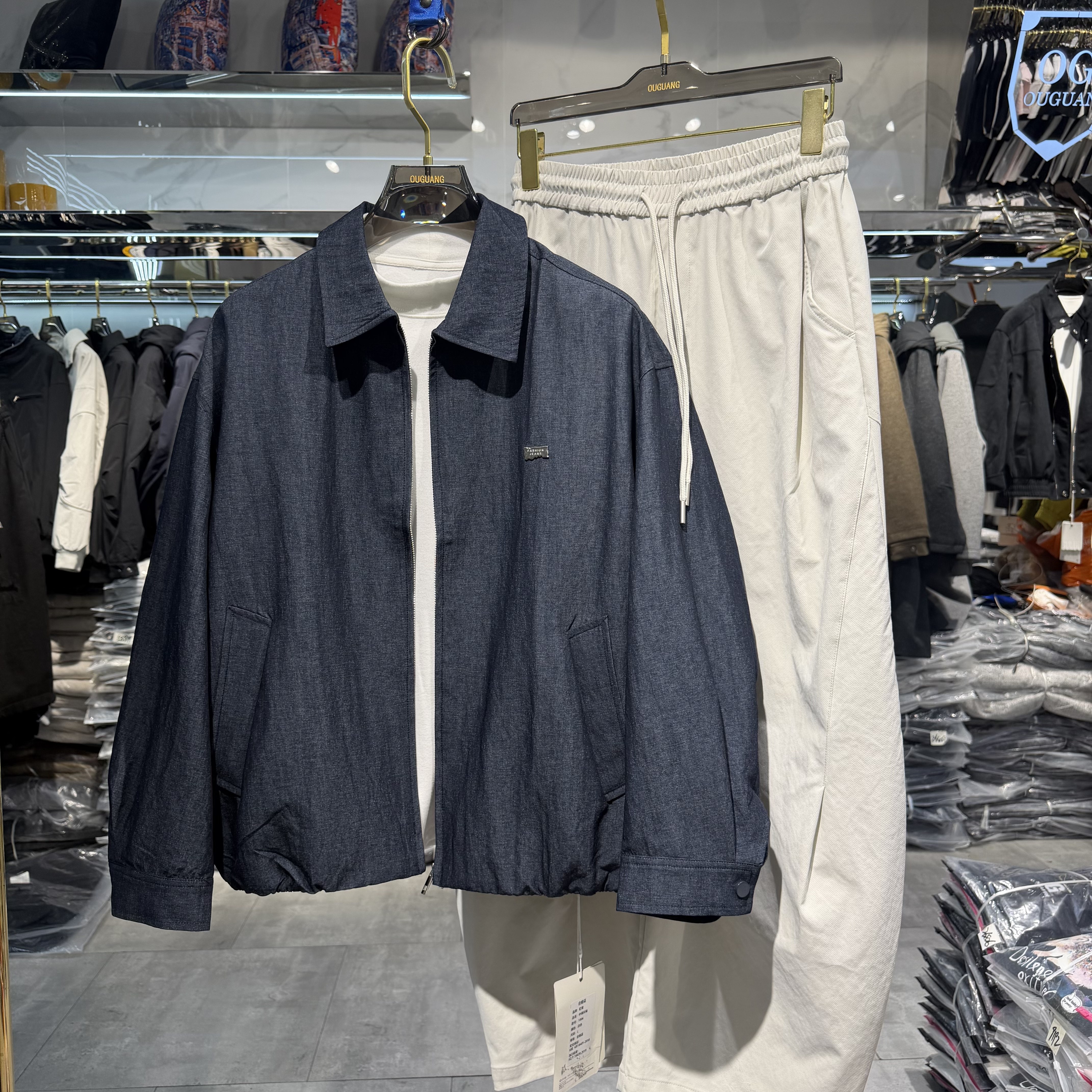 实体日系宽松翻领薄款夹克春季仿牛仔外套男新款休闲男装时尚上衣