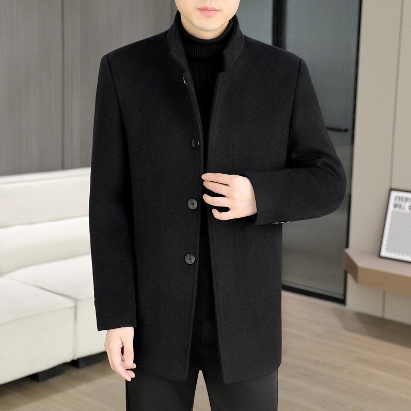 秋冬季50羊毛呢子大衣男士中长款高档羊绒商务冬季保暖风衣外套