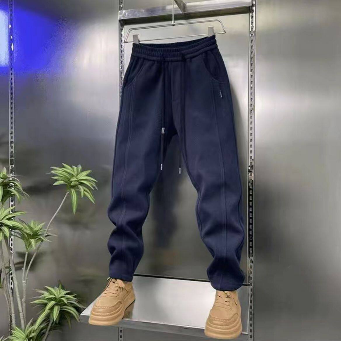 冬季新品时尚百搭潮流休闲个性设计感舒适男士保暖居家裤休闲裤