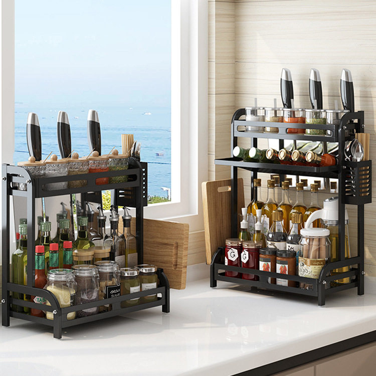 包邮厨房调料置物架台面三层调料斜放调味品油盐酱醋收纳架佐料架