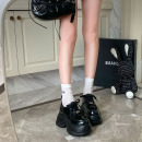 鞋女小个子显高9CM厚底小皮鞋黑色厚底松糕鞋内增高鞋矮子乐