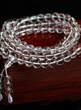 天然白水晶108颗佛珠大师同款网红念珠手串至尊多圈佛珠手链