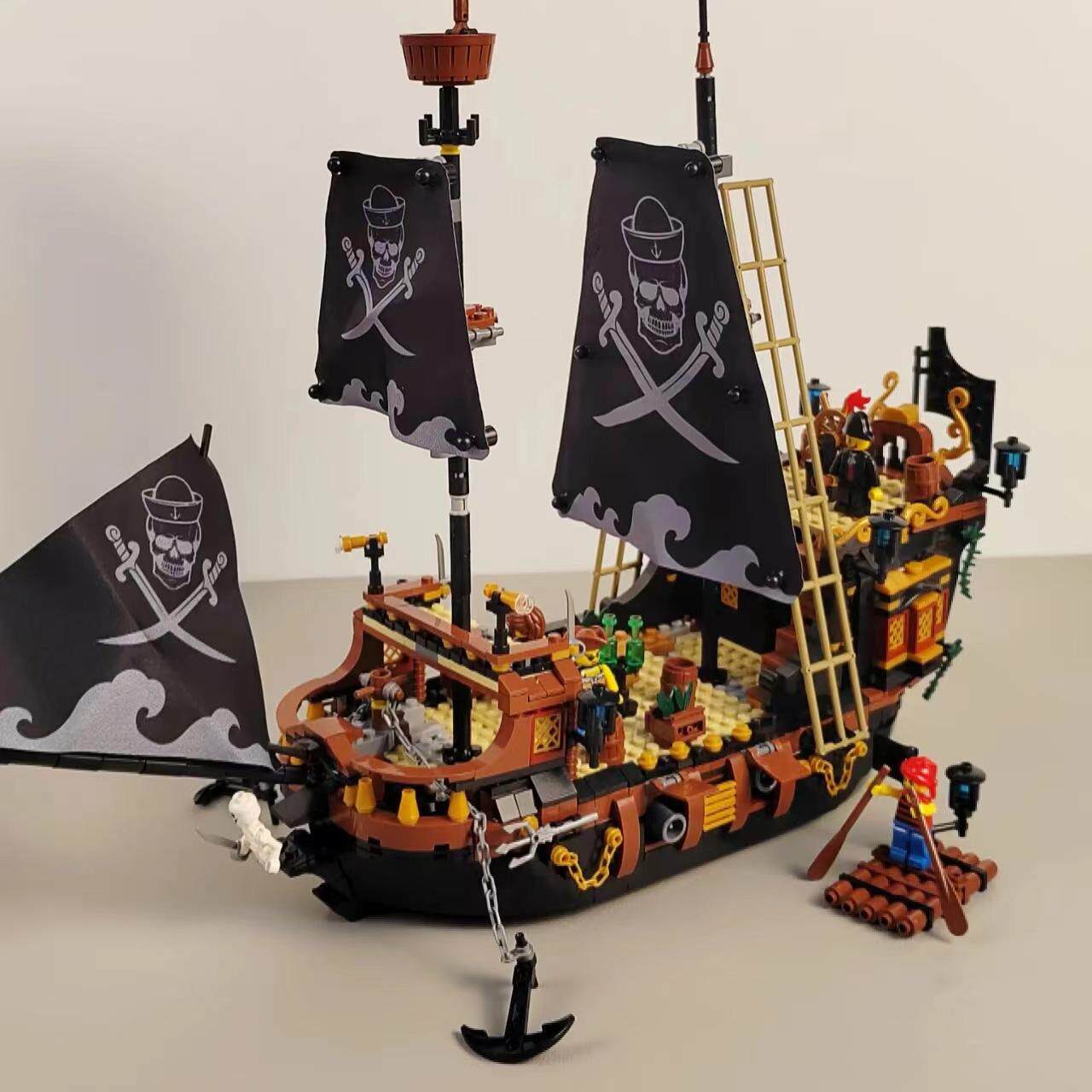 加勒比海盗船黑珍珠号安妮女王号模型拼装适用乐高玩具男孩子积木