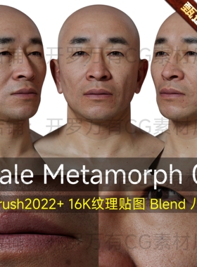 3DScan store写实模型ZBrush中年人HD扫描头部Male Metamorph 07