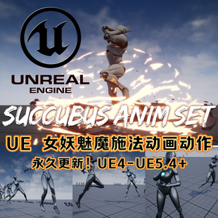 UE4UE5虚幻魅魔女妖法师动作动画 Succubus Anim Set 永久更新