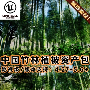 UE5虚幻5影视级逼真中国竹林场景森林竹子灌木植被黑神话模型资产