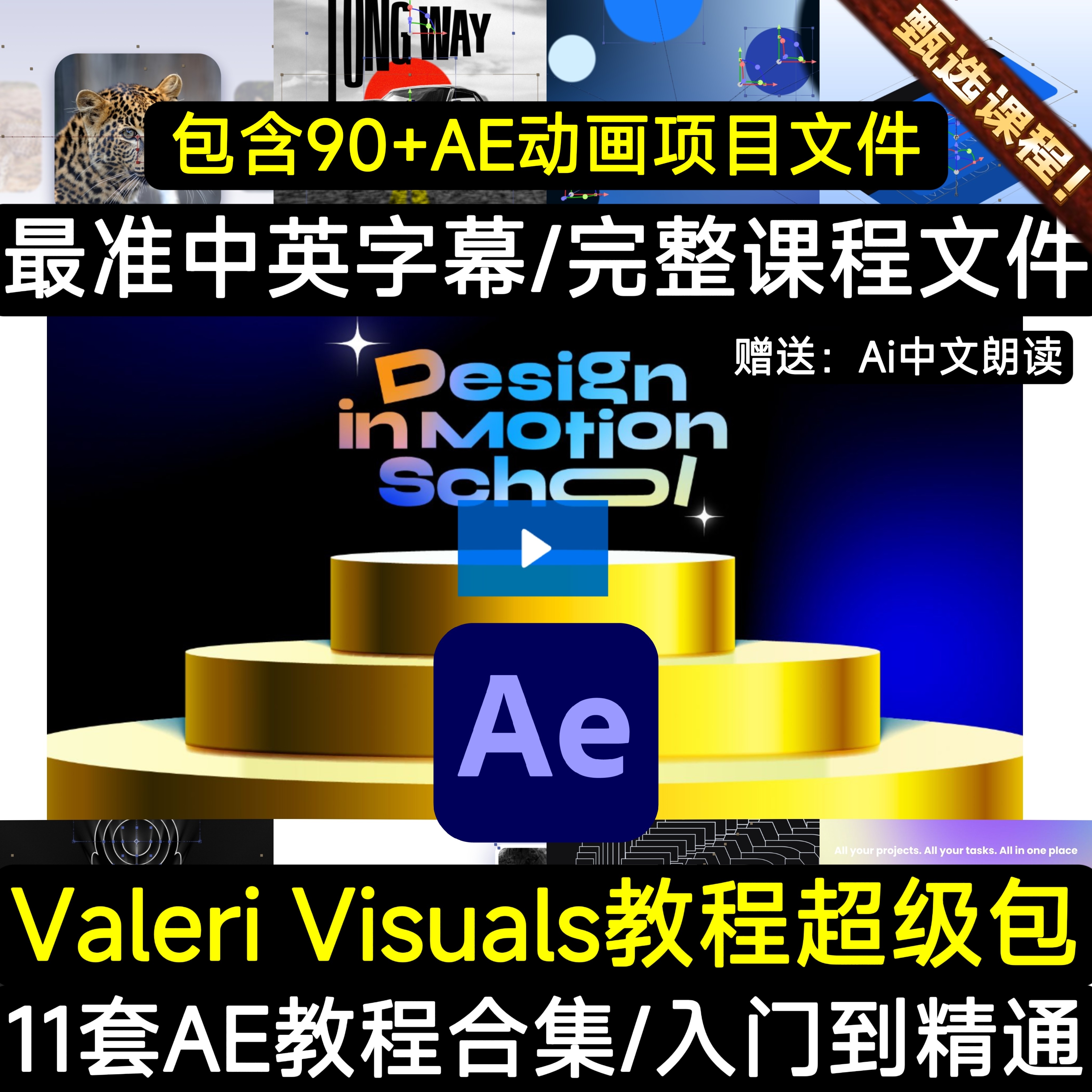 AE入门到精通教程After Effects合成课程动态设计90+动画项目文件
