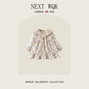英國NEXT 女寶寶周歲宴會禮服碎花連衣裙 WQK女童甜美公主裙春秋季
