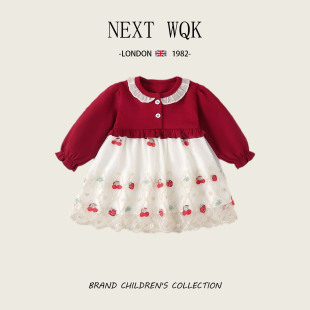 英国NEXT 外出蓬蓬裙 WQK女童连衣裙春秋季 宝宝周岁甜美公主裙长袖