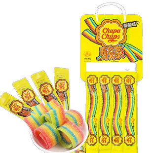 阿尔卑斯珍宝珠酸条软糖彩虹酸砂糖橡皮糖儿童零食酸甜长条橡皮糖