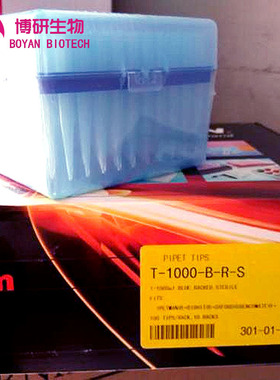 T-1000-B-R-S Axygen爱思进 1000ul盒装灭菌蓝色吸头 100支/盒