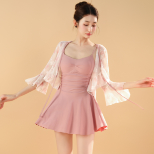 两件套 罩衫 花房姑娘连体泳衣女遮肚显瘦保守2025新款 夏高级感长袖