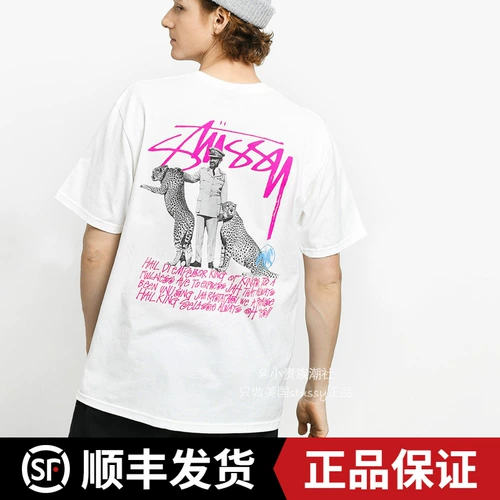 Футболка STUSSY EMPEROR TEE с короткими рукавами и принтом императора, мужская футболка с изображением гепарда и граффити, женская модная футболка с короткими рукавами из натуральной кожи