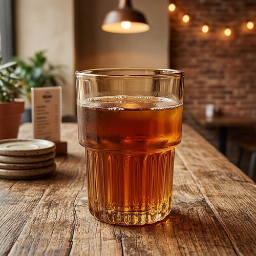 水晶玻璃轻奢咖色家用茶杯防爆