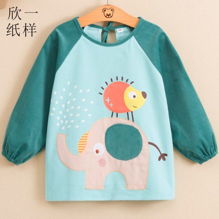 欣一男女宝儿童春秋长袖吃饭画画罩衣服装图纸电子版a4牛裁剪纸样