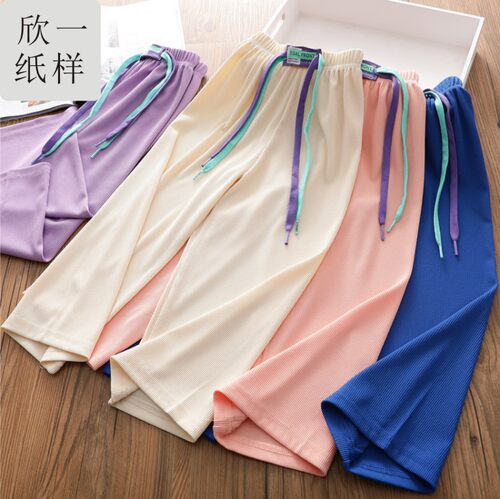 儿童阔腿裤一片直筒服装春秋长裤