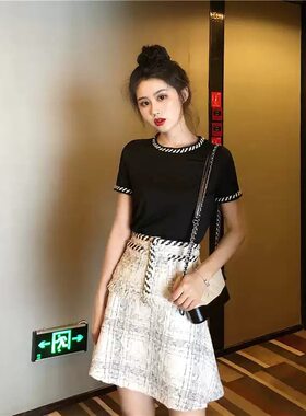 欧洲站2026新款夏季网红套装女时尚洋气俏皮法式小众复古裙两件套