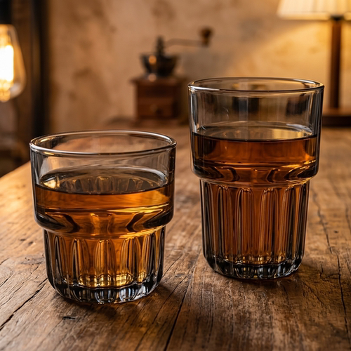 水晶玻璃杯水杯茶杯酒杯咖色红酒杯子必胜客同款高级感家用轻奢