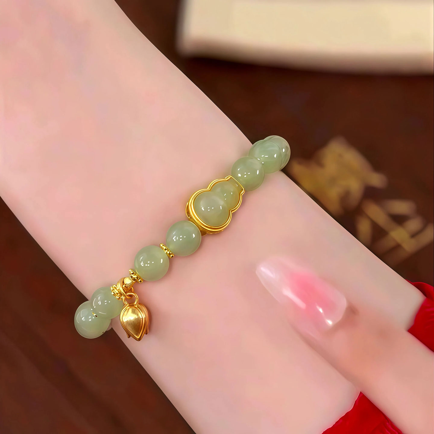 天然和田玉福禄葫芦莲蓬手串女新中式小众设计感多宝手链生日礼物