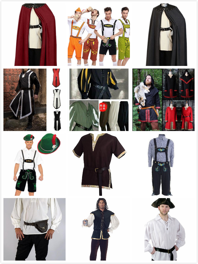 出租文艺复兴平民装中世纪旅馆伙计服装小二服装侍应生男招待服装