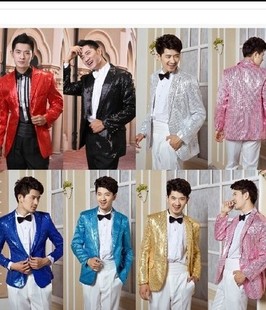 亮片西服歌手鸟叔同款男主持人礼服司仪服出租舞台演出服韩版西装