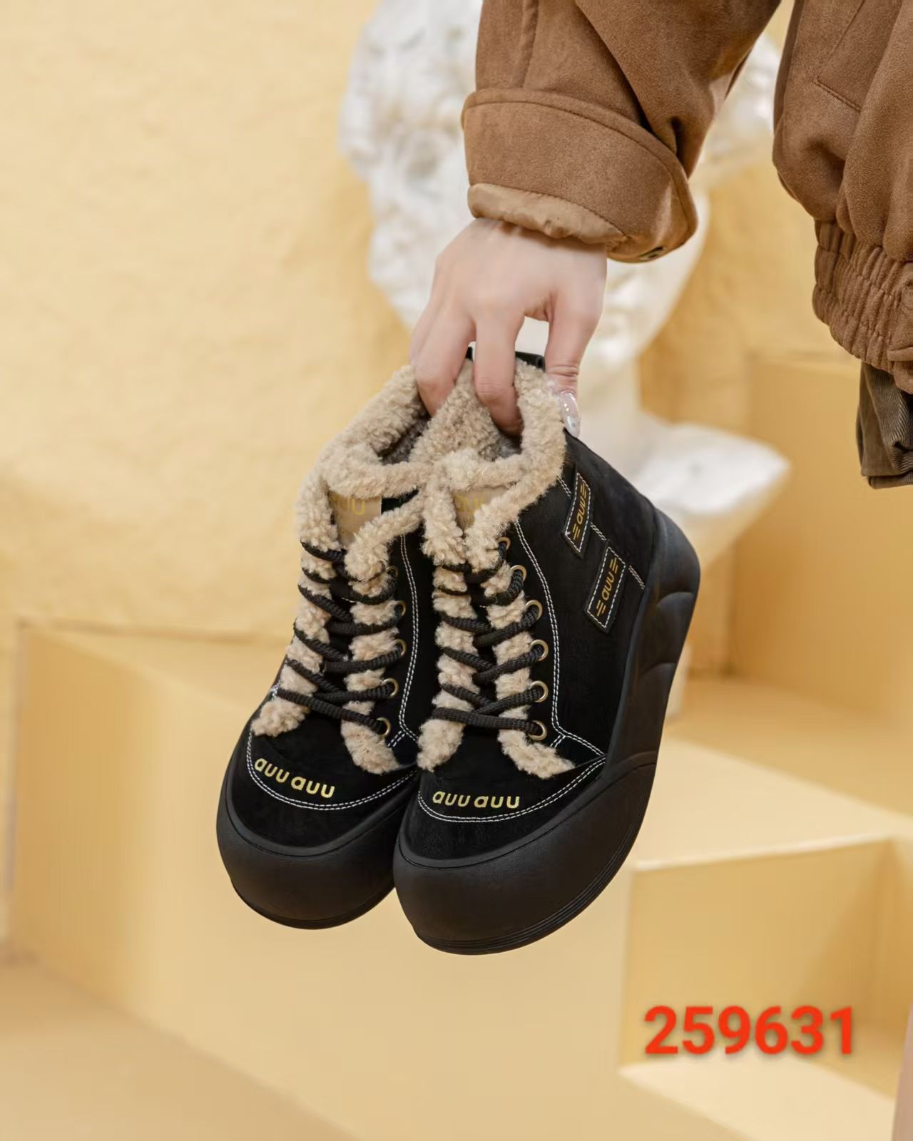 柏育兰大码女鞋2025冬真皮加绒保暖高帮鞋时尚休闲鞋百搭棉鞋42码