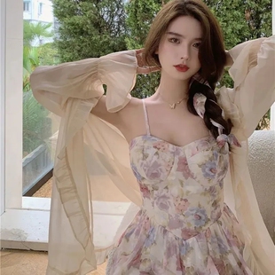 百搭防晒衫 温柔初恋甜美荷叶边小披肩2025夏装 宽松系带木耳边长袖