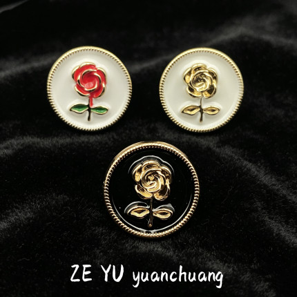 复古点油玫瑰花金属磁吸胸针不伤衣服领口防走光扣针衬衫西装饰品