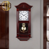 欧式 上链钟表复古中式 时钟 实木机械挂钟客厅敲钟报时挂表老式 老式