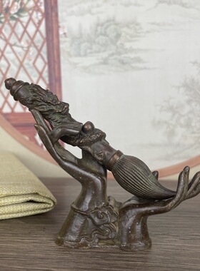 古玩铜器工艺品禅意佛手家居装饰品前台门厅如意佛手大笔生财摆件