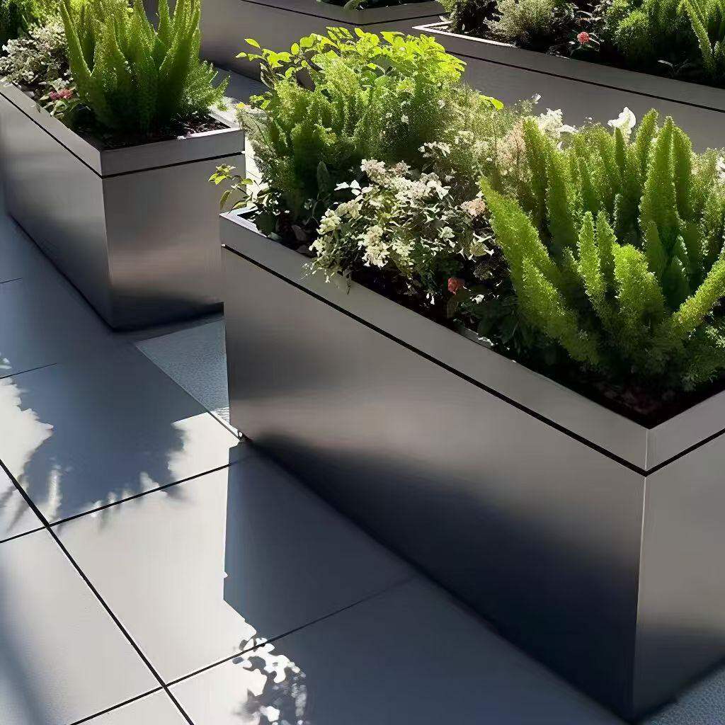 户外不锈钢花箱室外庭院花池围栏铁艺长方形花盆成品隔断围栏花槽