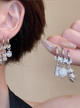 不对称花生耳饰个性设计感高级小众独特耳环2023新款爆款珍珠耳坠
