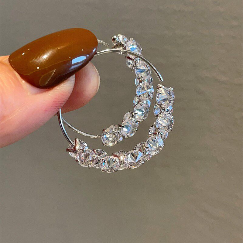 水晶圈圈耳环女独特网红直播耳饰