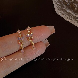 2024绝美 超仙蝴蝶彩钻耳钉精致百搭设计感森系甜美耳环女夏季