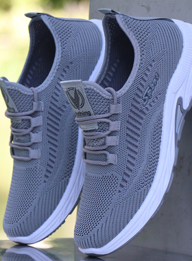 夏季男鞋轻薄款一脚蹬布鞋透气休闲运动鞋网面防臭软底防滑网眼鞋