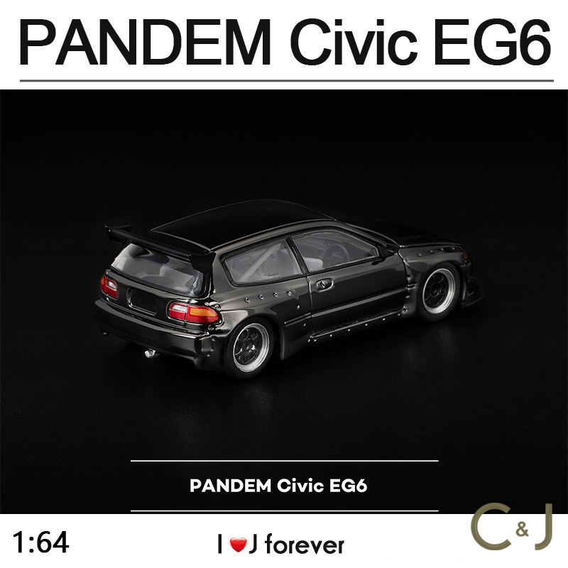 EG6电镀黑色PANDEMCivic1:64拓意POPRACE静态汽车模型