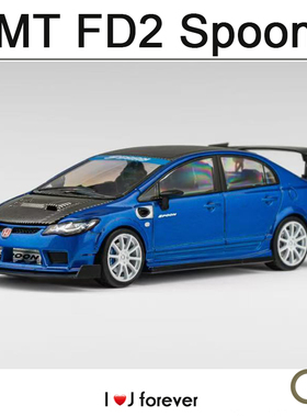 Micro Turbo 1:64 FD2 Spoon金属蓝合金仿真静态汽车模型