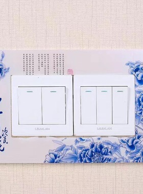开关保护套墙壁双开开关贴墙贴印花可水洗塑料卡扣灯开关保护罩