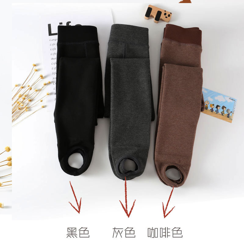 女童加绒踩脚打底裤秋冬高腰外穿加厚脚蹬裤儿童羊绒弹力保暖裤子