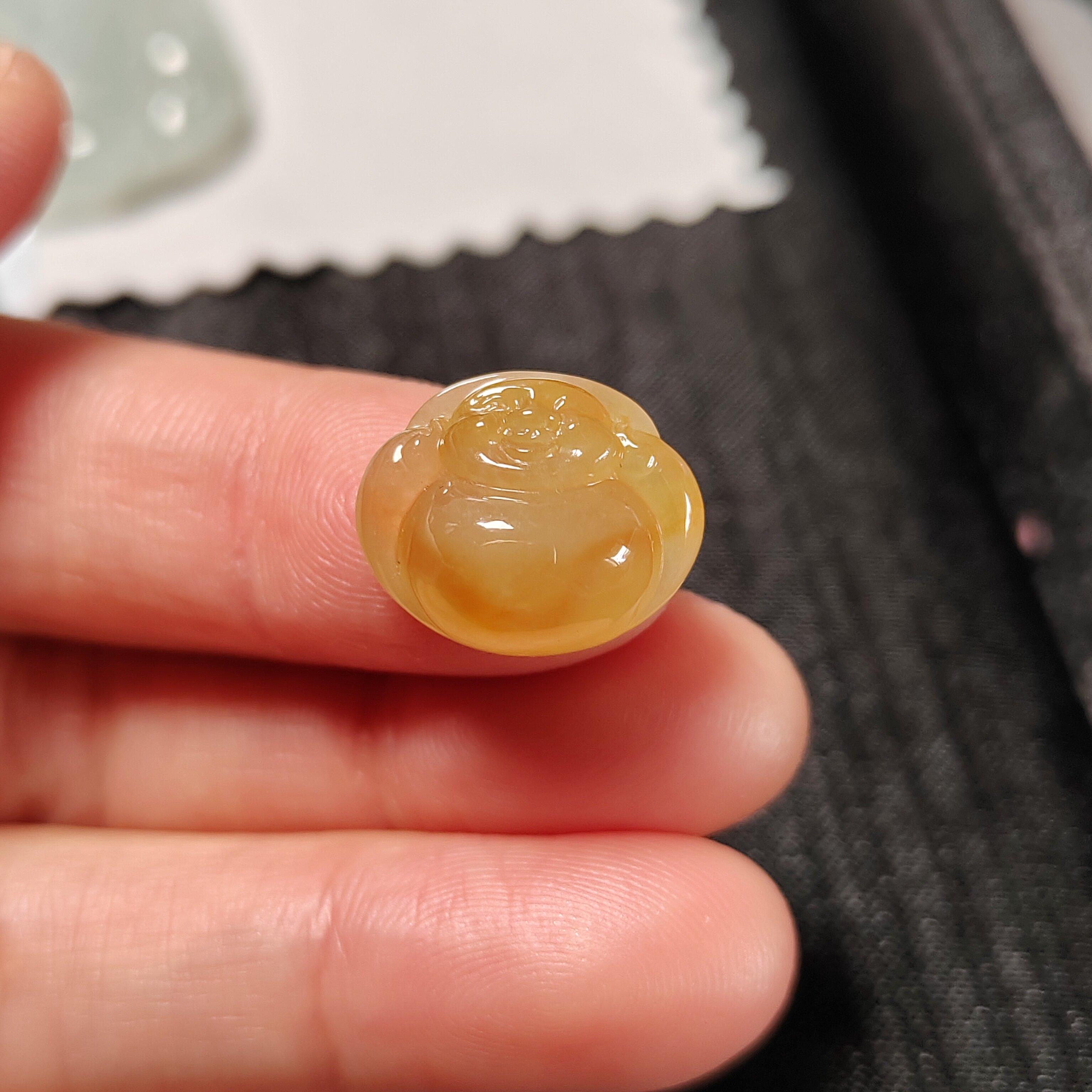 翡翠小精品冰种黄翡佛公 戒面 锁骨链 精品小滴流