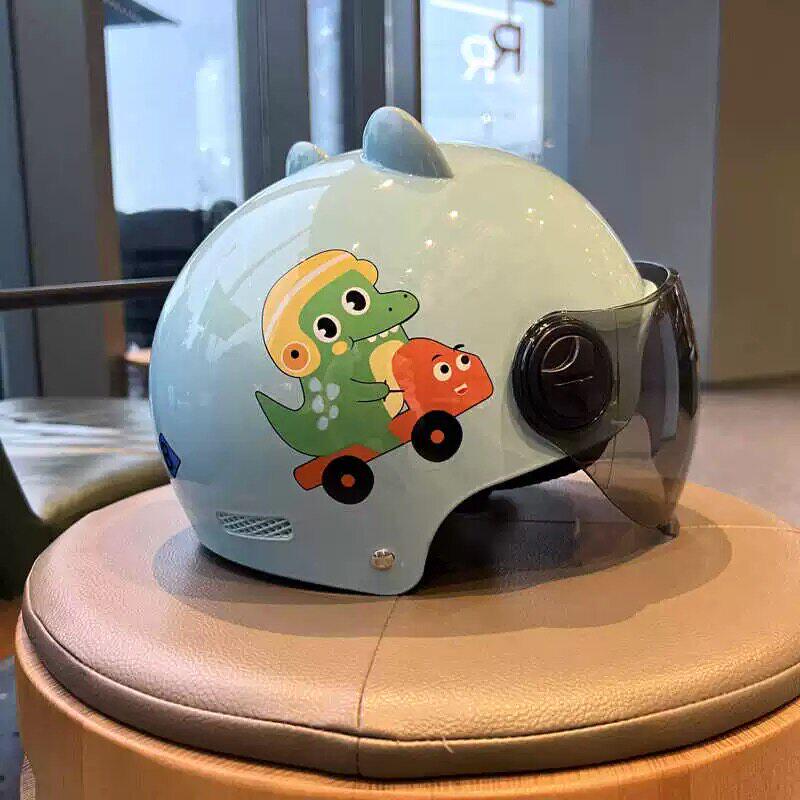 日本进口儿童电动车头盔国标男女童四季通用电瓶半盔卡通耳朵可爱