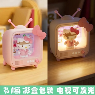 日本进口hellokittyHello电脑办公桌面车内装饰气氛灯光摆件盲盒