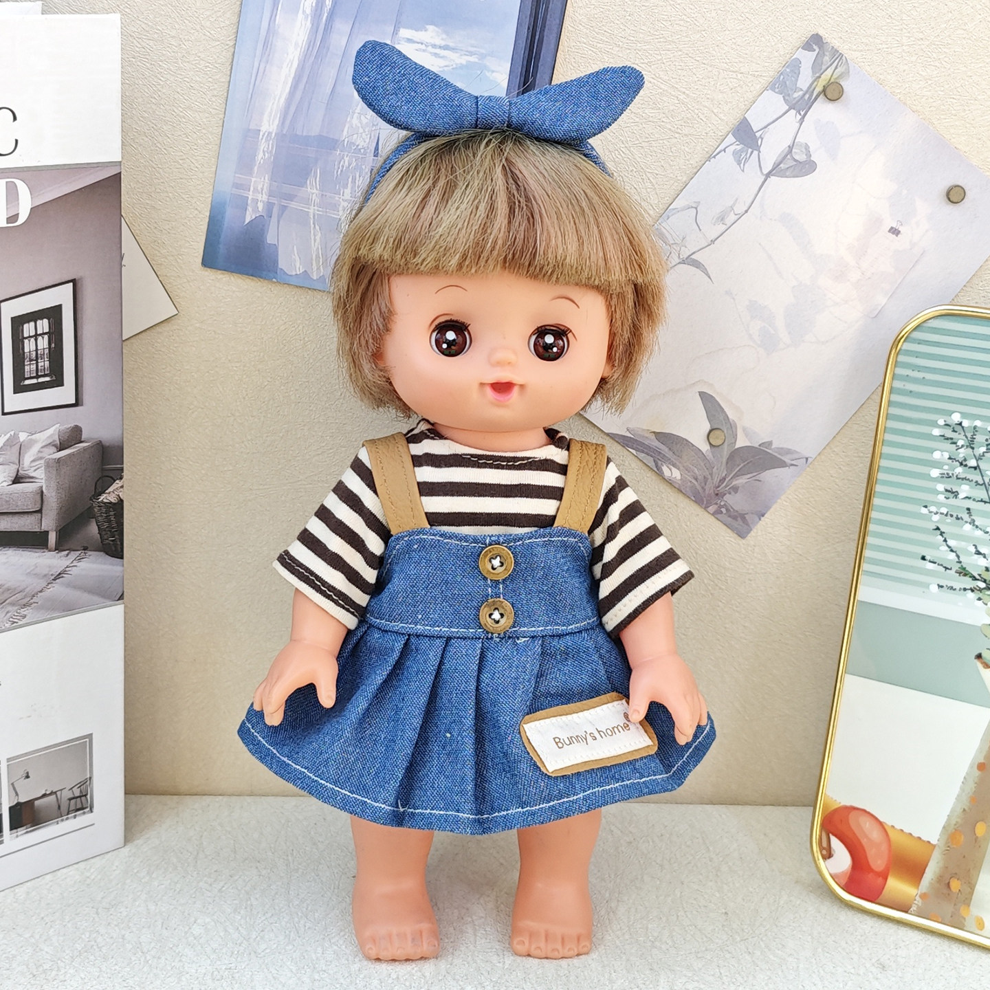 米露娃娃衣服可爱搪胶玩偶娃衣宝宝过家家换装休闲牛仔裙背带裤潮