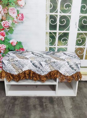 家用现代换鞋凳灰色荷叶保护套椅子梳妆凳简约防尘罩圆凳罩定制