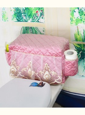 欧式红色丝绒紫色定做家用马桶水箱保护套绿色挂兜粉色防尘罩定制