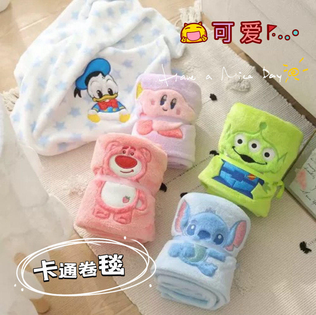 包邮】日式星之卡比卡通卷毯珊瑚绒空调毯法兰绒毯儿童午睡毛毯子