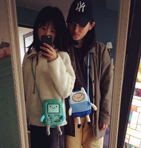 机器人毛绒情侣单肩包